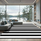 Bold Black White Gray Stripe Rug
