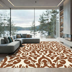 Brown Ivory Symmetrical Abstract Form Rug