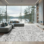 Gray Ornate Floral Symmetrical Medallions Rug