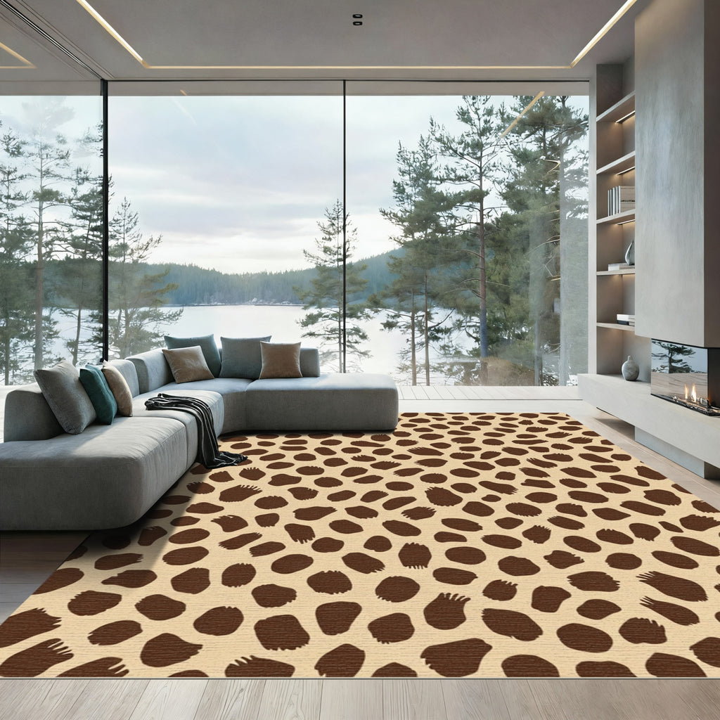 Brown Spots Textured Modern Rug