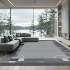 Modern Gray Geometric Block Rug