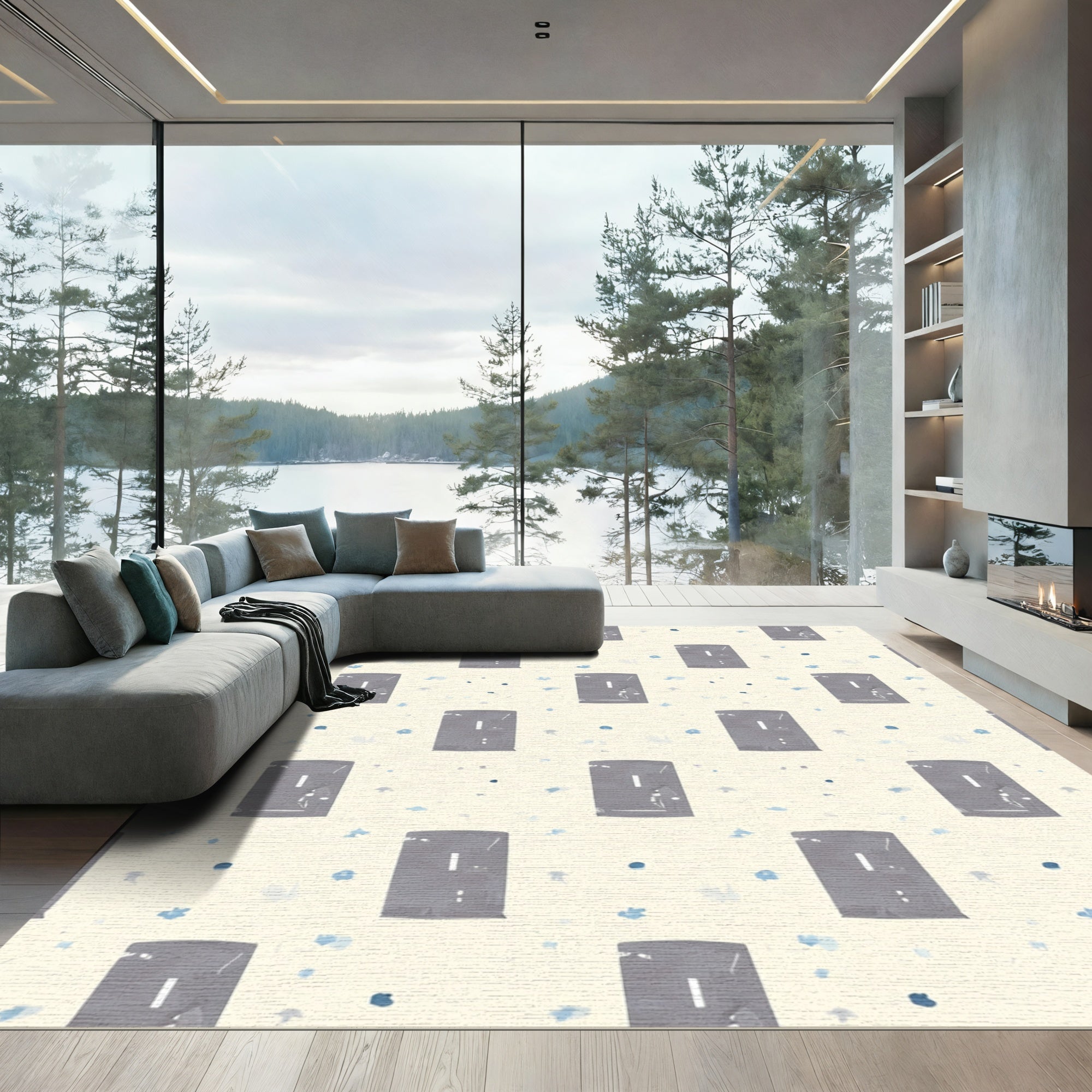Gray Doorway Watercolor Sprinkle Rug