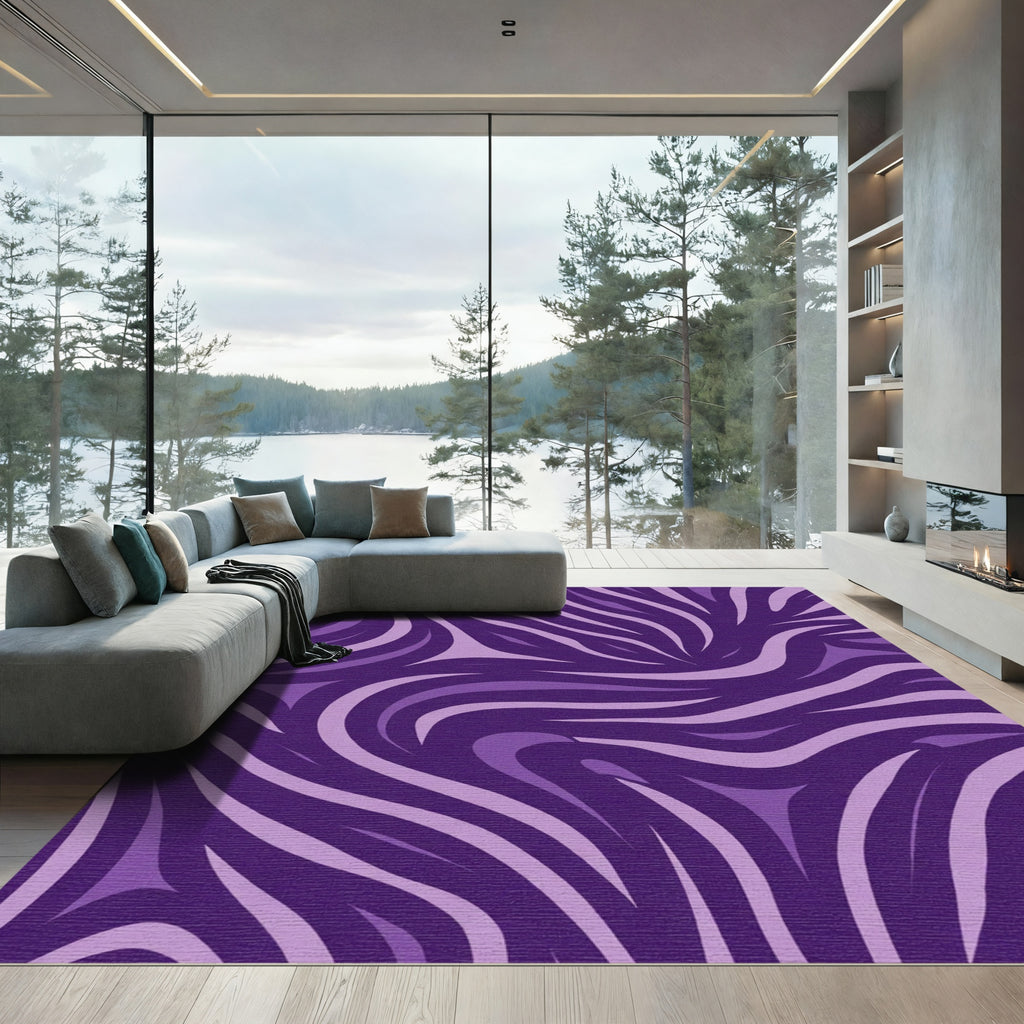 Bold Purple Abstract Stripe Rug