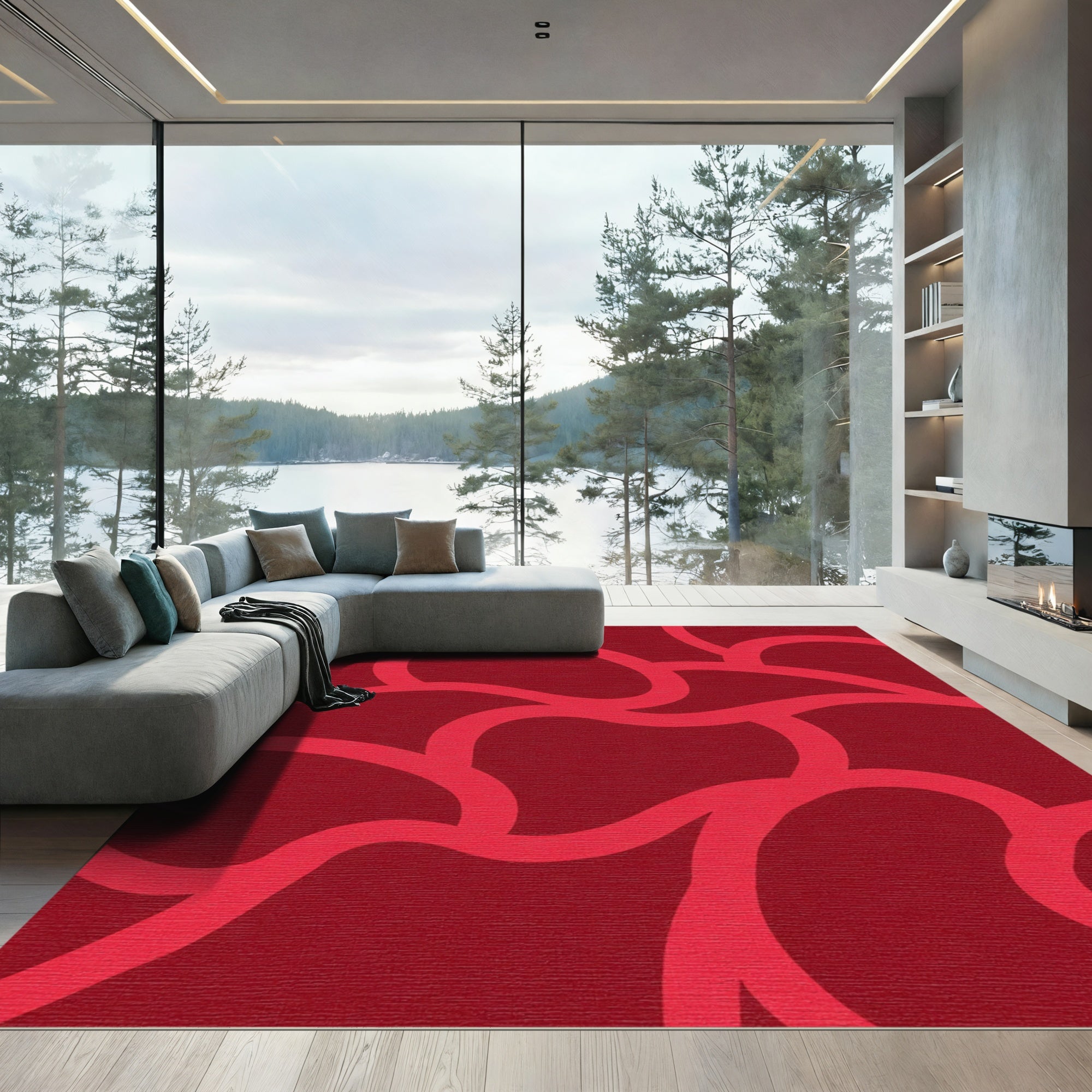 Crimson Red Organic Interlock Rug