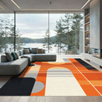 Modern Abstract Geometric Orange Arch Rug