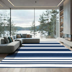 Classic Navy White Stripe Harmony Rug