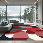 Crimson Gray Abstract Flow Rug