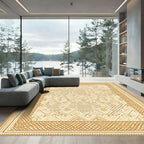 Golden Woven Lattice Geometric Rug