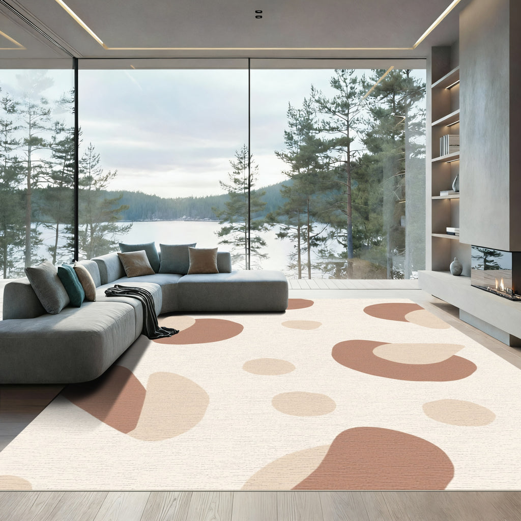 Brown Beige Organic Spot Art Rug