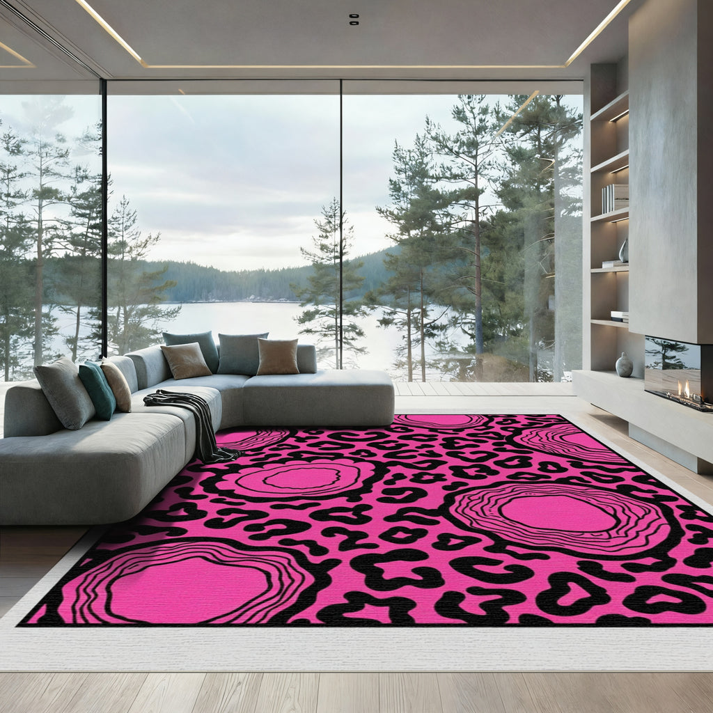 Hot Pink Abstract Leopard Agate Rug