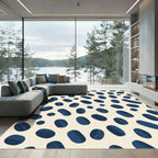 Navy Blue Abstract Blob Arrangement Rug