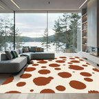 Red Brown Spotty Polka Dot Rug