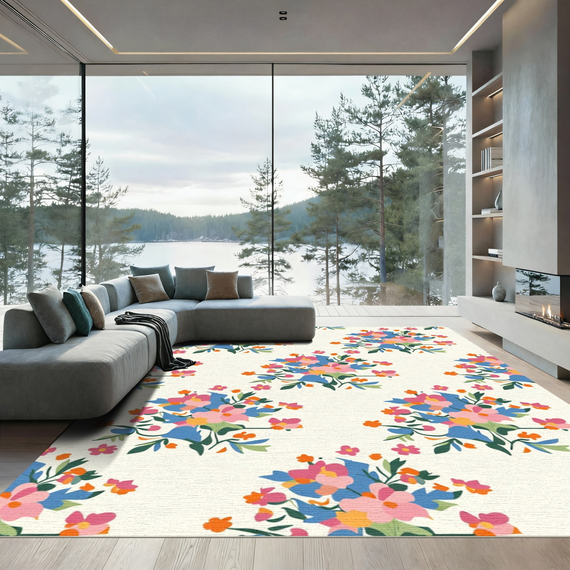 Whimsical Floral Bouquet Arrangement Rug