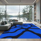 Vibrant Blue Abstract Organic Form Rug