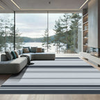 Cool Gray Horizontal Line Blanket Rug
