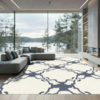 Cream Navy Interlocking Quatrefoil Rug