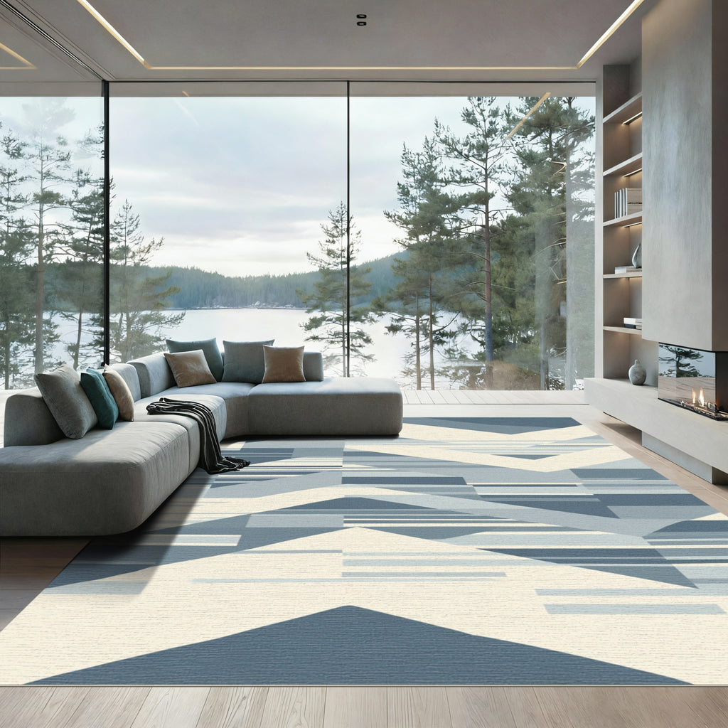 Geometric Chevron Ice Blue Rug