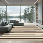 Neutral Wood Grain Horizontal Bands Rug