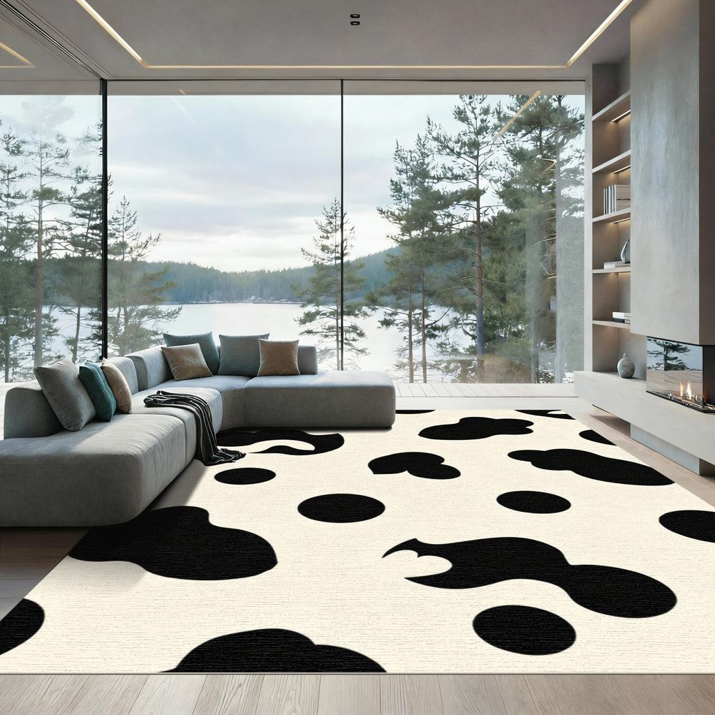 Black Cream Spotty Blob Rug