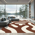 Brown Cream Abstract Organic Shapes Rug