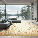 Golden Meadow Dragonfly Floral Landscape Rug