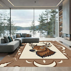 Earthy Brown Rustic Deer Portrait Rug