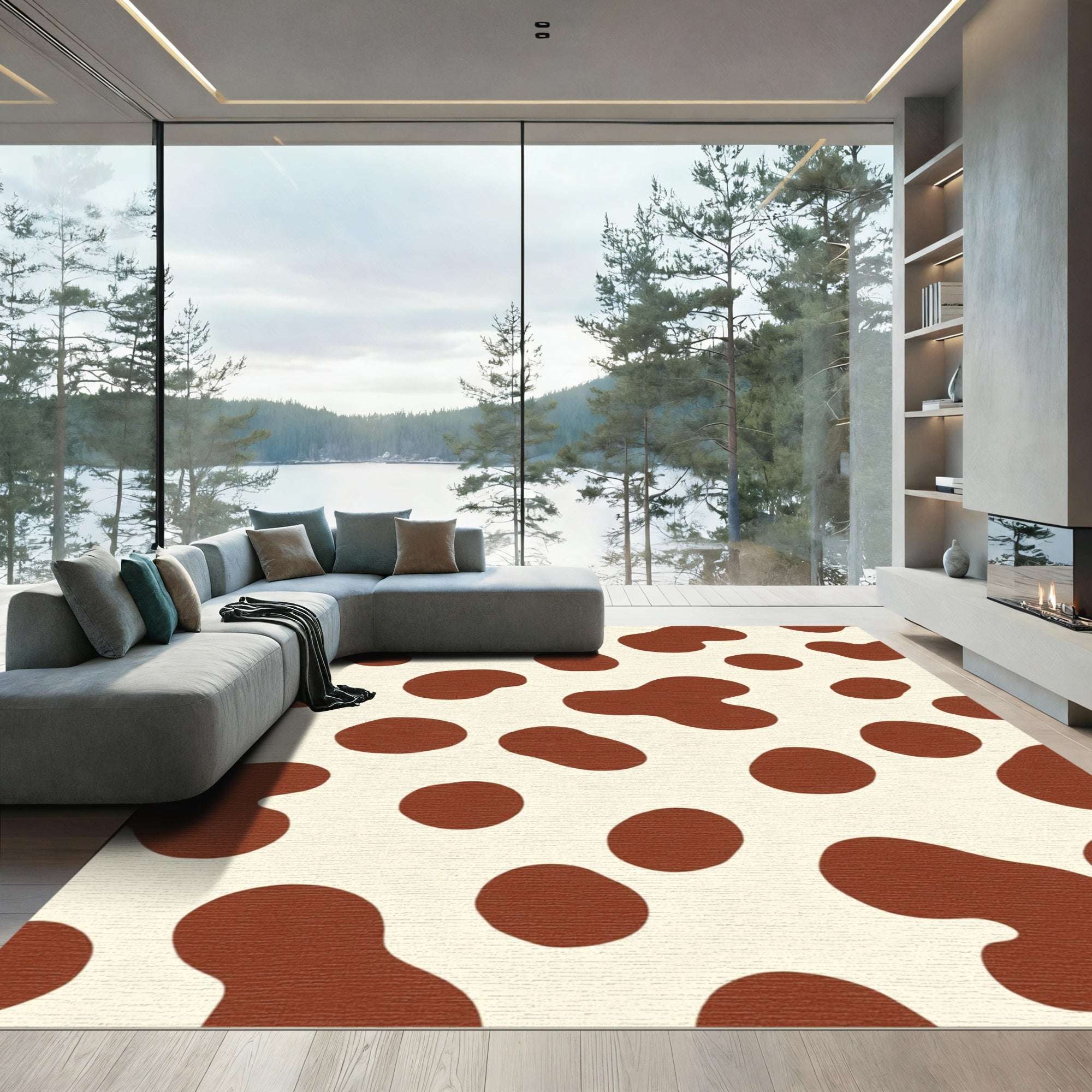 Brown Cream Spotty Organic Rug