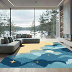 Dreamy Yellow Sky Ocean Swirls Rug