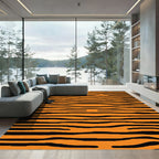 Bold Orange Black Tiger Stripe Rug