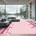 Pink Ribbon Floral Border Rug