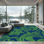 Flowing Green Abstract Swirl Rug