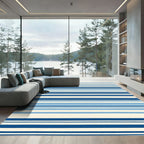 Nautical Multi Blue Horizontal Stripes Rug