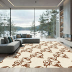 Retro Dark Brown Floral Scroll Rug