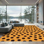 Orange Black Polka Dot All Over Rug