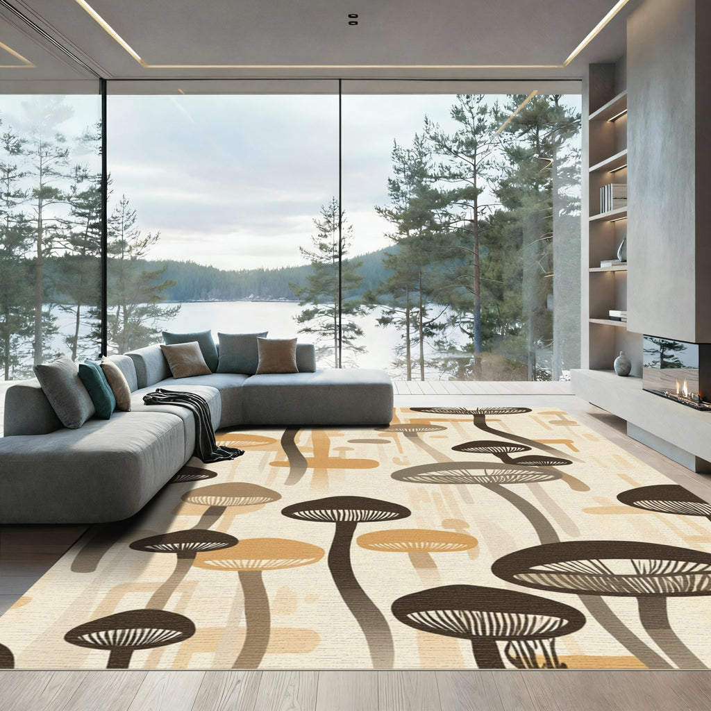 Earthy Tone Mushroom Forest Rug
