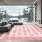 Feminine Pink Floral Bow Arrangement Rug