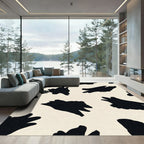 Black Cream Abstract Splotch Rug