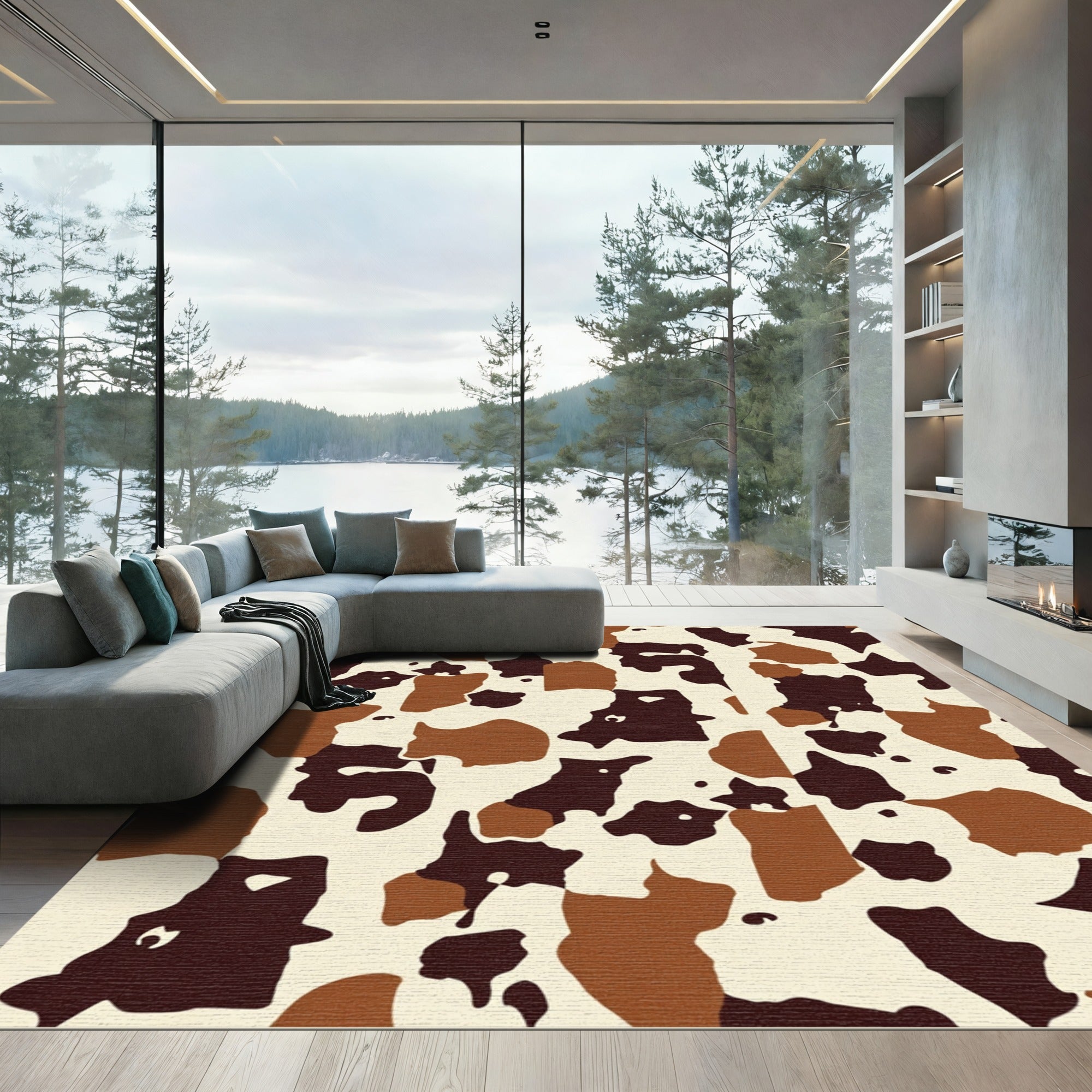 Earth Tones Abstract Irregular Spots Rug
