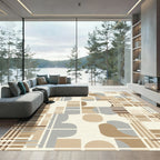 Modern Earthy Abstract Geometric Collage Rug