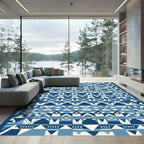 Indigo Geometric Triangle Stripe Rug