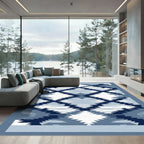 Indigo Blue Diamond Jagged Kilim Rug
