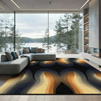 Wavy Layers Warm Tone Abstract Rug