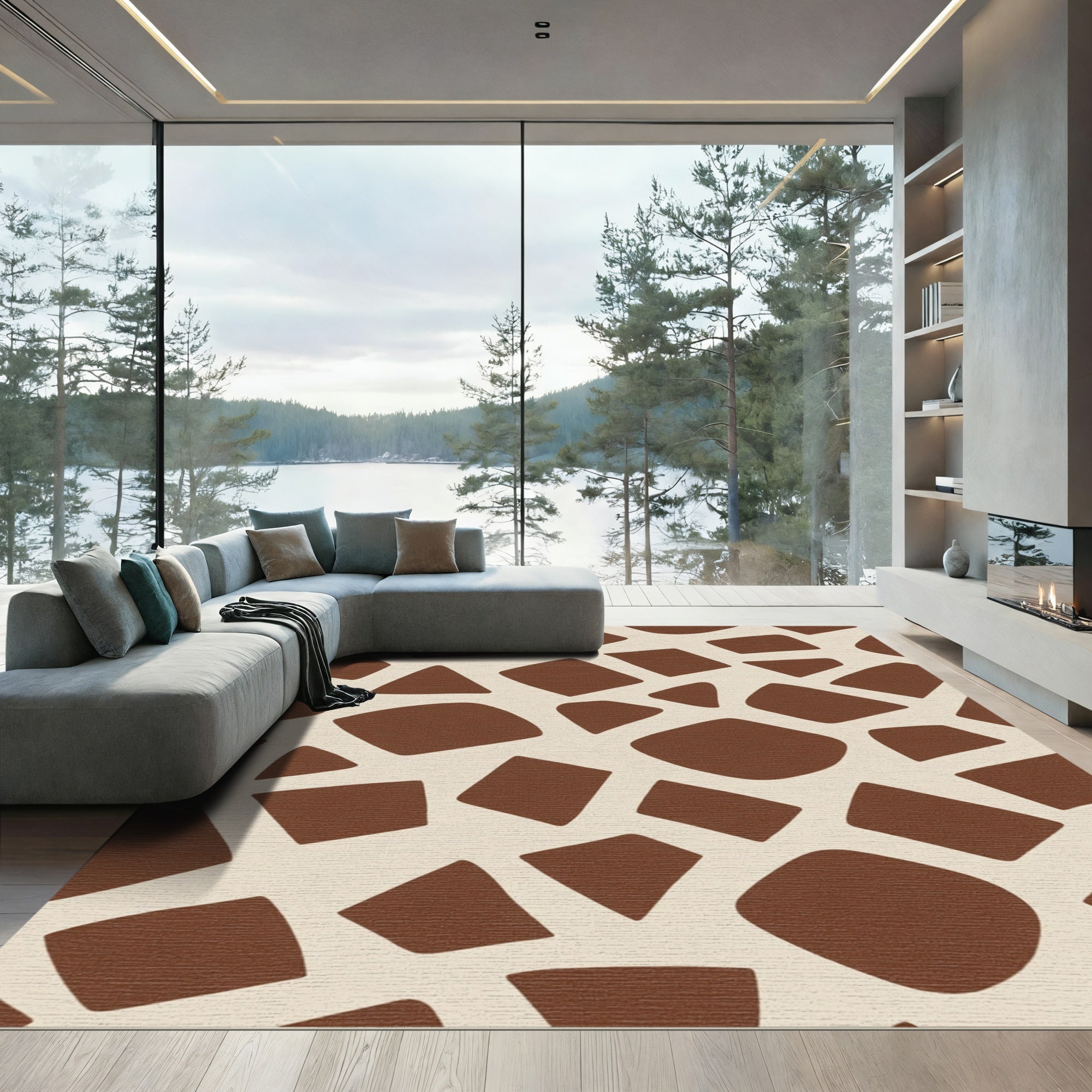 Brown Giraffe Spot Mosaic Rug