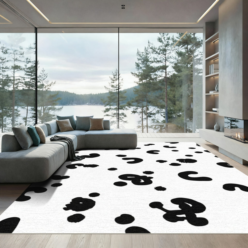Black White Spotted Blob Rug