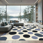 Modern Blue And Black Dot Rug