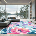 Blush Pink Floral Watercolor Bloom Rug