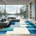 Geometric Blue Teal Blocks Rug