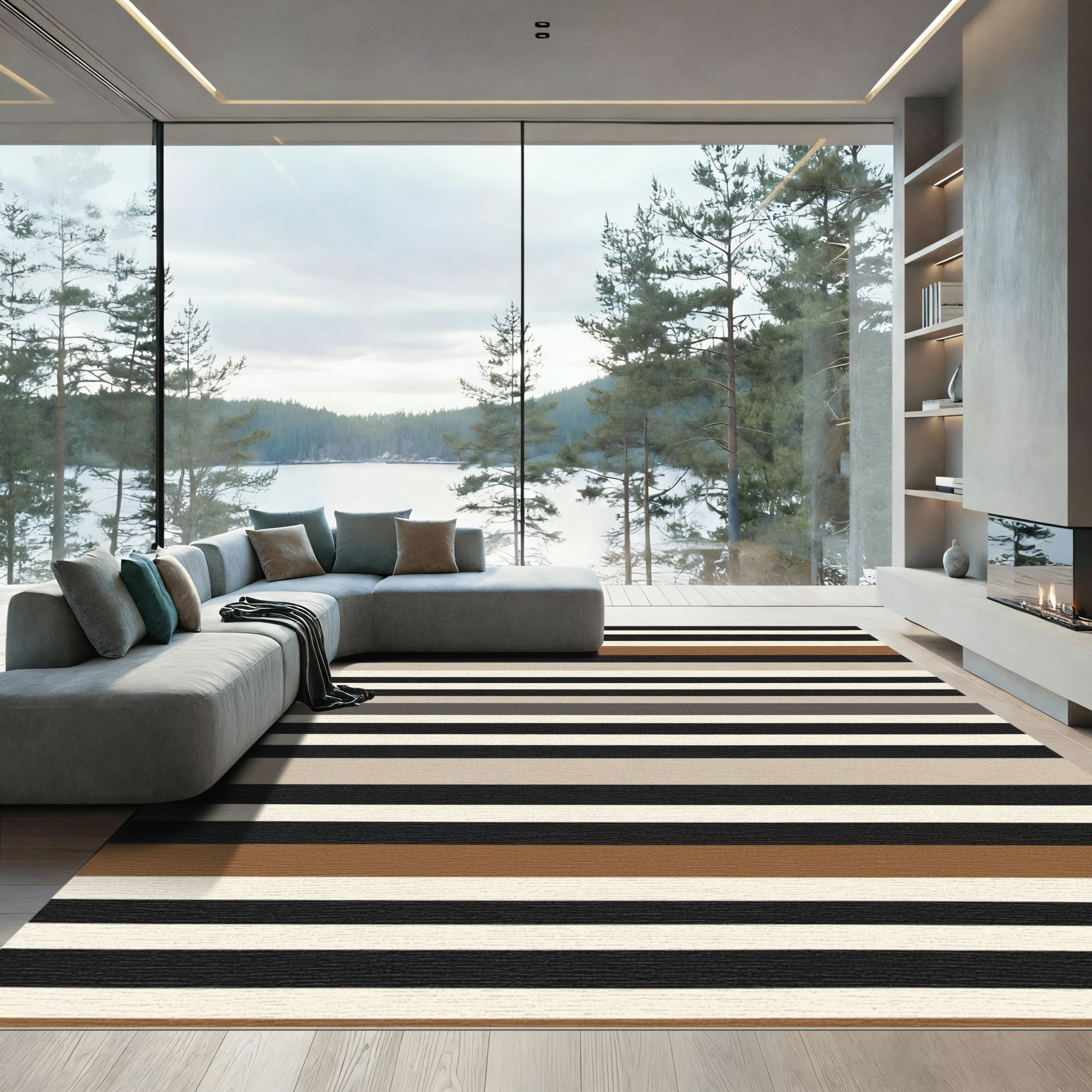 Earthy Tones Wide Stripe Rug