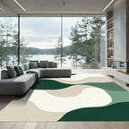 Organic Flowing Curves Green Abstract Rug