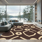 Brown Cream Abstract Organic Shapes Rug